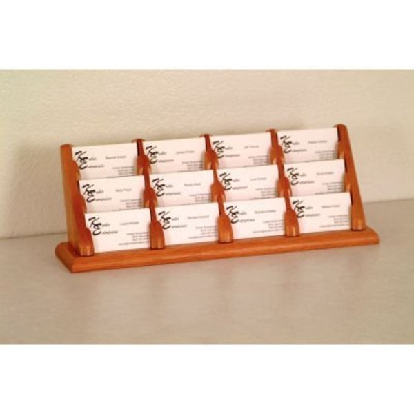 Wooden Mallet 12 Pocket Counter Top Business Card Holder - Medium Oak BCC4-12MO
